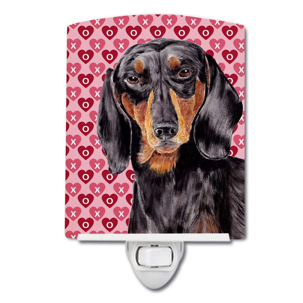 Dachshund Black Tan Hearts Love Valentines Day Ceramic Night Light