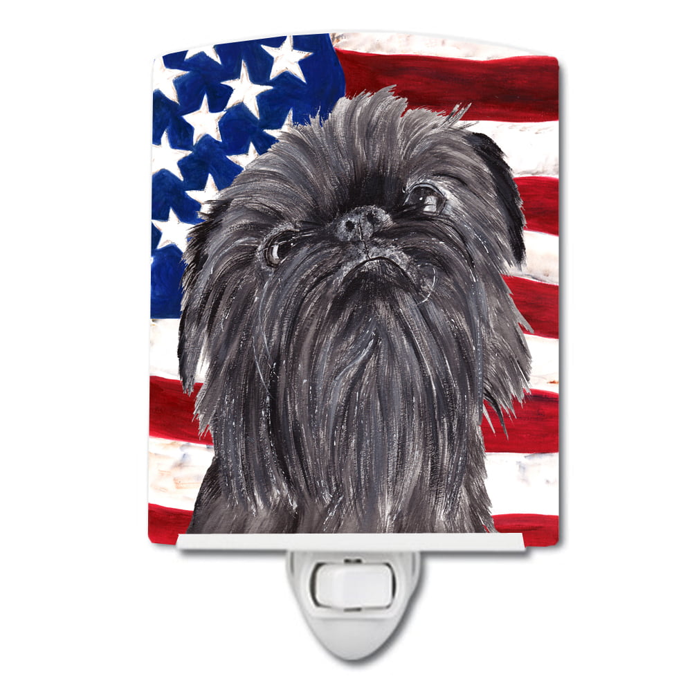 SC9517CNL Brussels Griffon with American Flag Ceramic Night Light