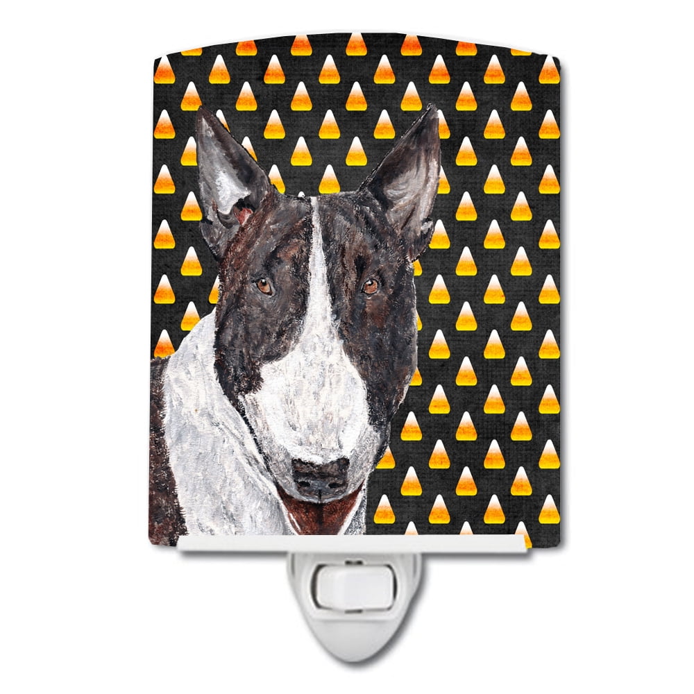 Bull Terrier Candy Corn Halloween Ceramic Night Light