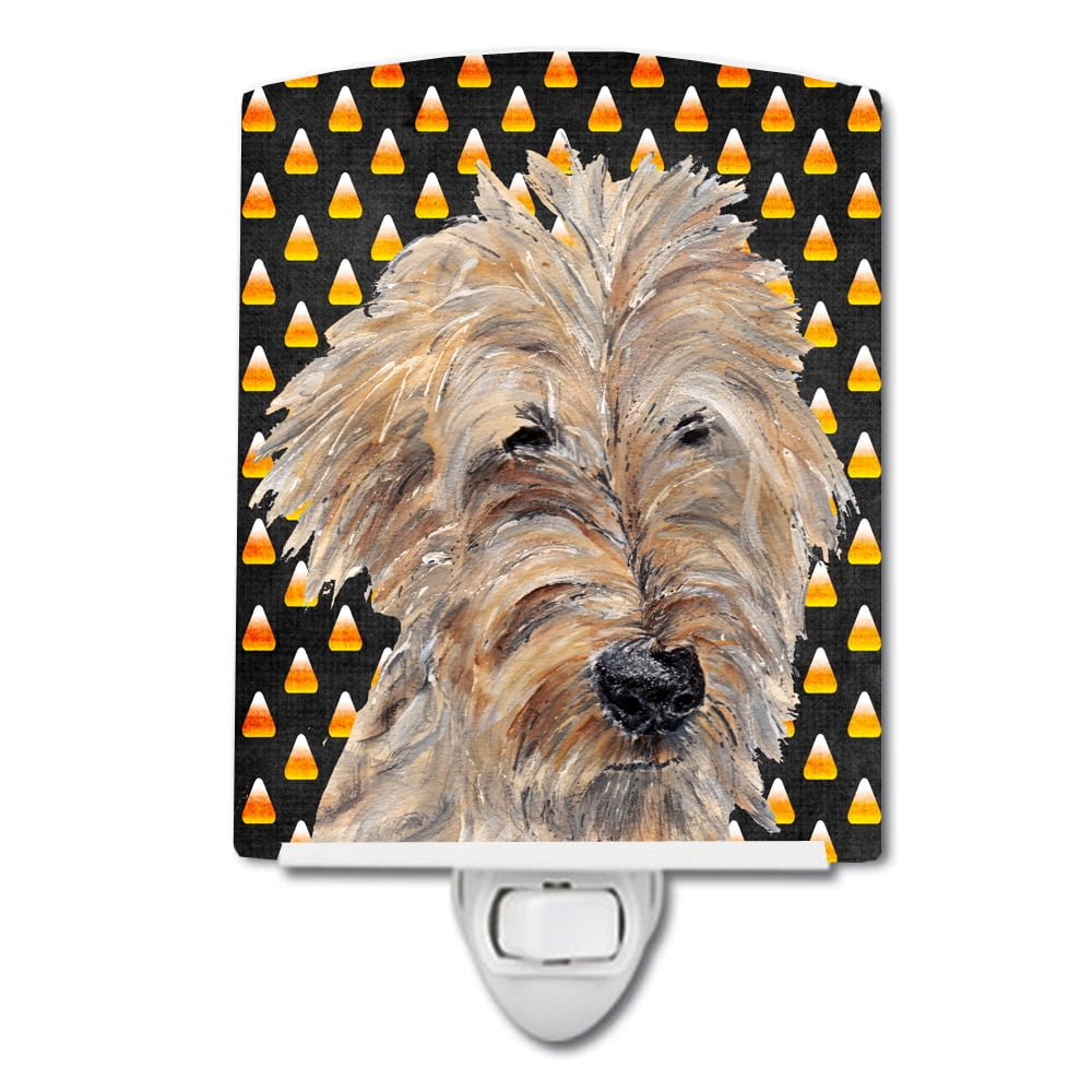 Golden Doodle Candy Corn Halloween Ceramic Night Light