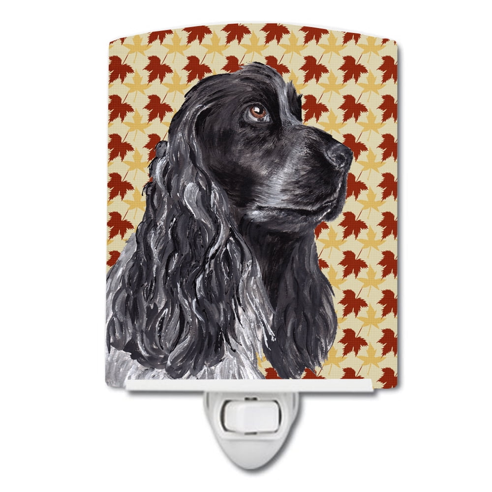 SC9540CNL Black Cocker Spaniel Fall Leaves Ceramic Night Light