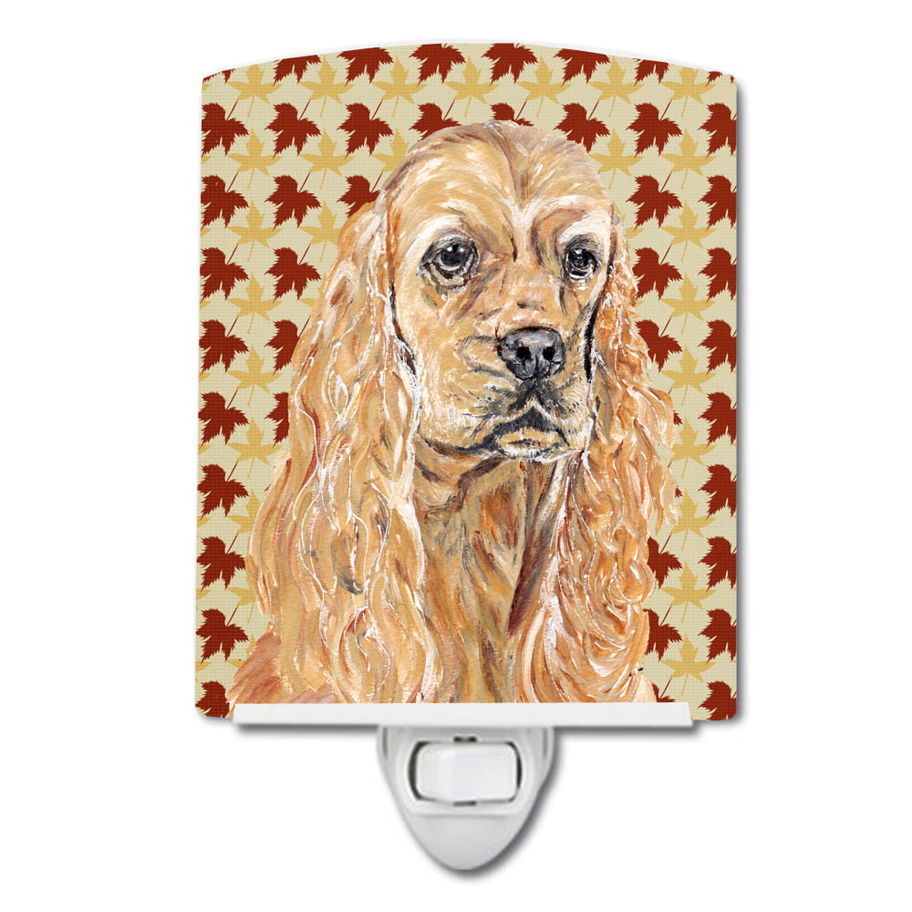 SC9542CNL Buff Cocker Spaniel Fall Leaves Ceramic Night Light
