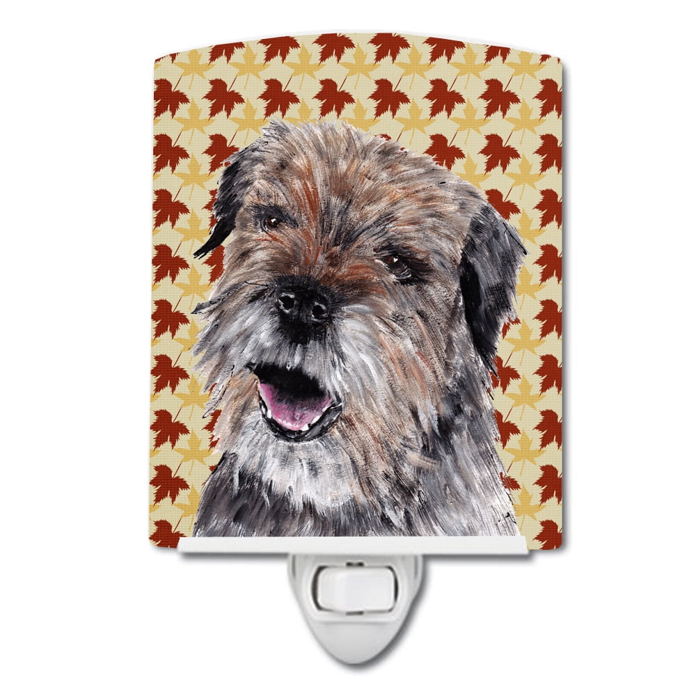 SC9543CNL Border Terrier Fall Leaves Ceramic Night Light