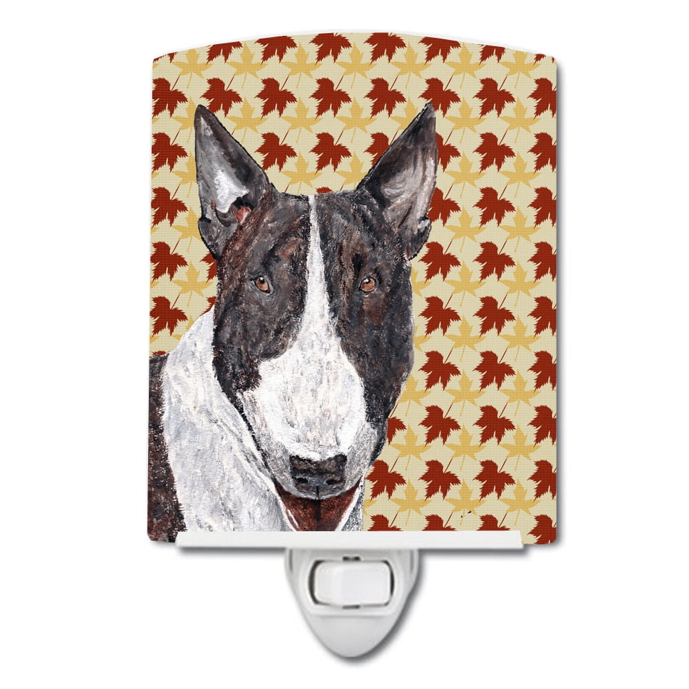 SC9547CNL Bull Terrier Fall Leaves Ceramic Night Light