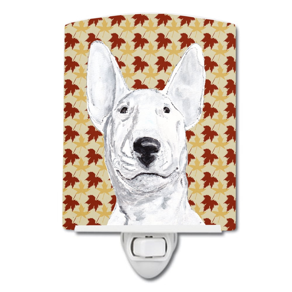 SC9548CNL Bull Terrier Fall Leaves Ceramic Night Light