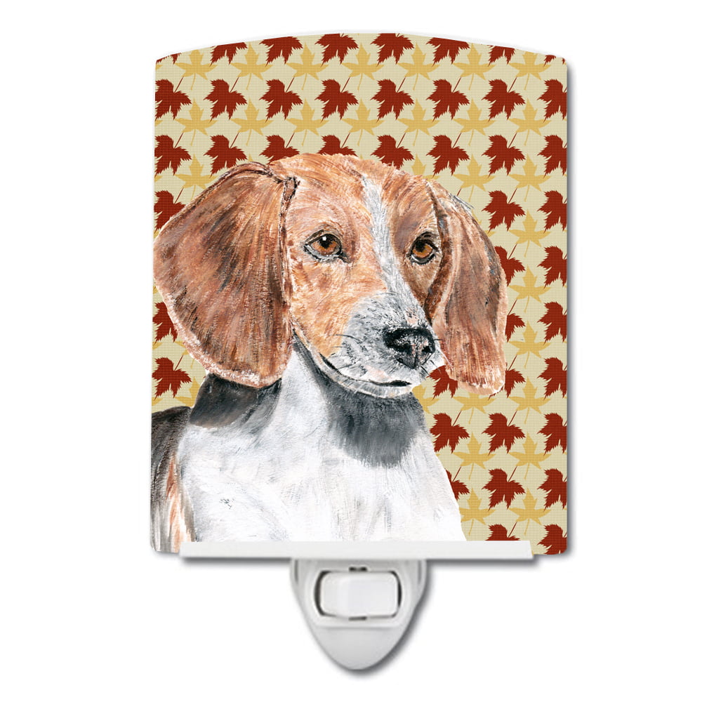 English Foxhound Fall Leaves Ceramic Night Light