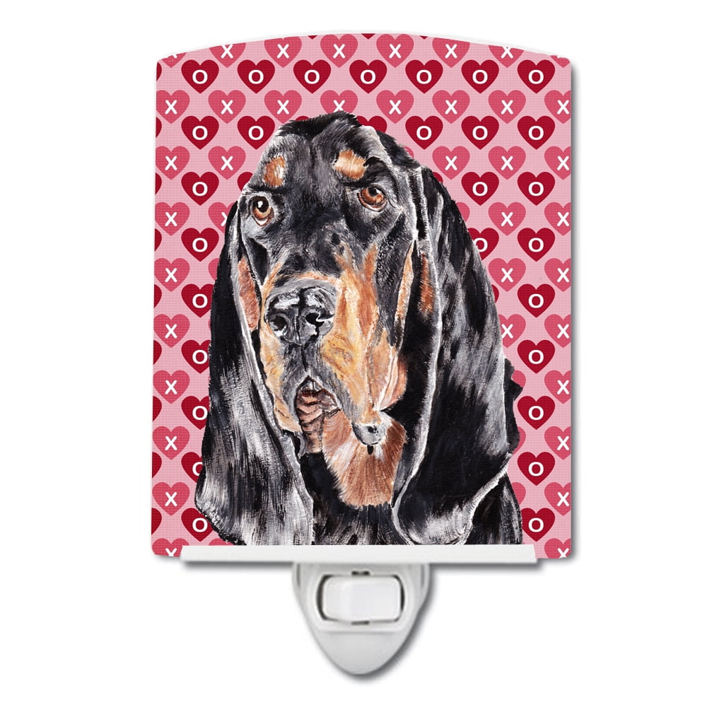 Black & Tan Coonhound Hearts & Love Ceramic Night Light