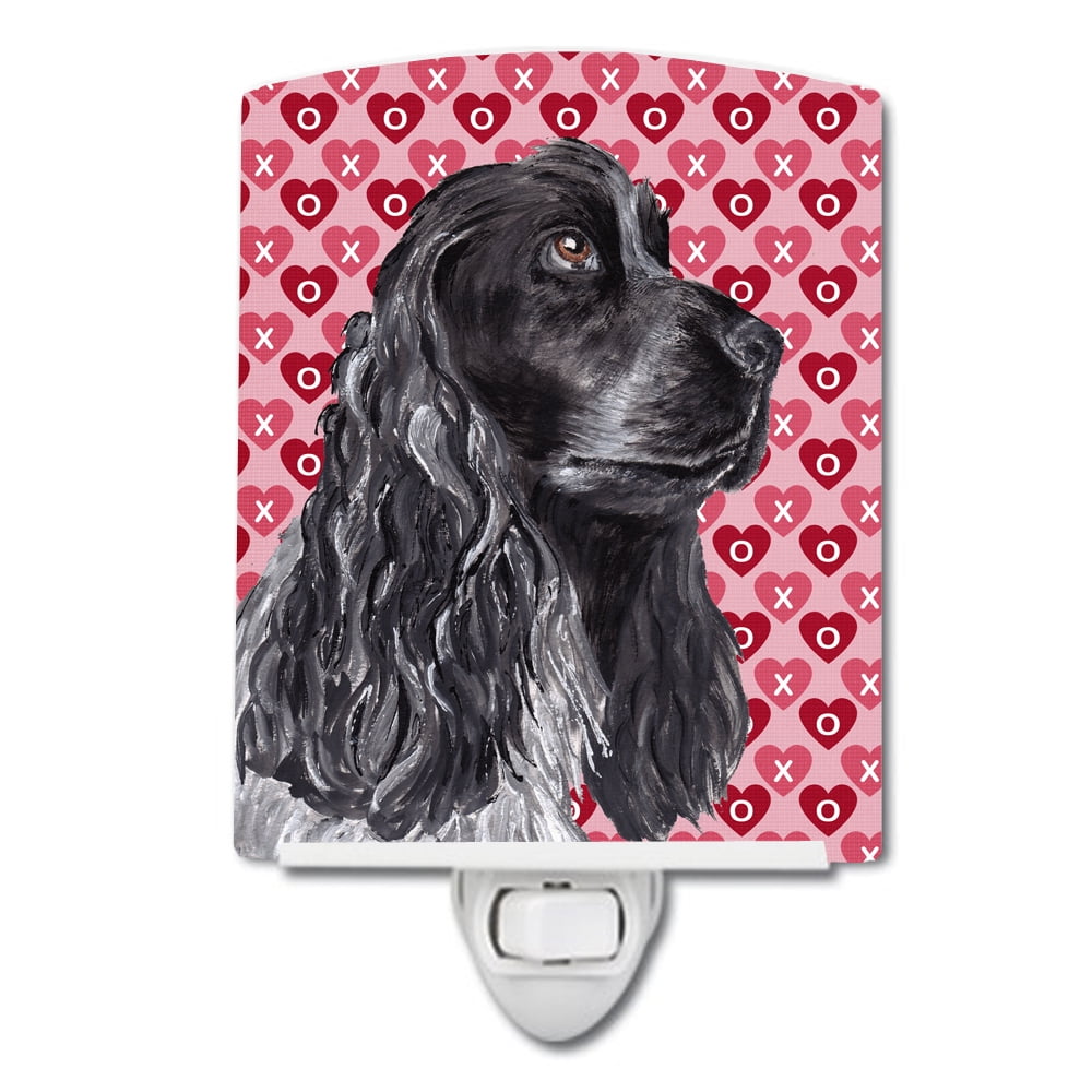 Black Cocker Spaniel Hearts & Love Ceramic Night Light