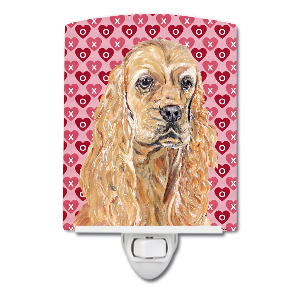 SC9556CNL Buff Cocker Spaniel Hearts & Love Ceramic Night Light