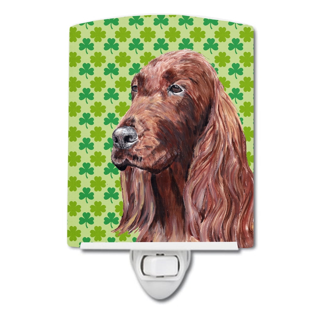 Irish Setter Lucky Shamrock St. Patricks Day Ceramic Night Light