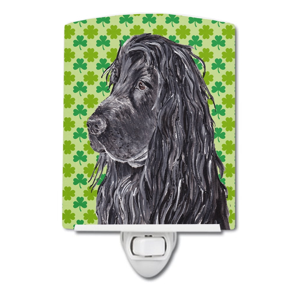 Black Cocker Spaniel Lucky Shamrock St. Patricks Day Ceramic Night Light