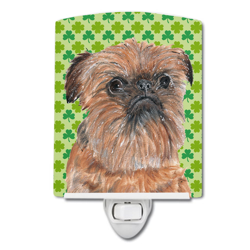 Brussels Griffon Lucky Shamrock St. Patricks Day Ceramic Night Light