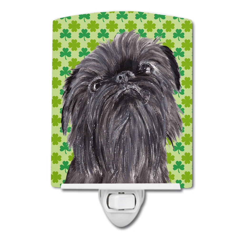 Brussels Griffon Lucky Shamrock St. Patricks Day Ceramic Night Light