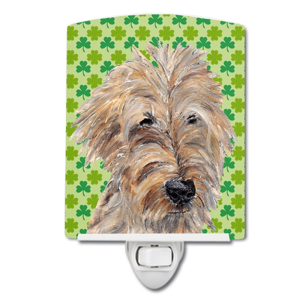 Golden Doodle Lucky Shamrock St. Patricks Day Ceramic Night Light