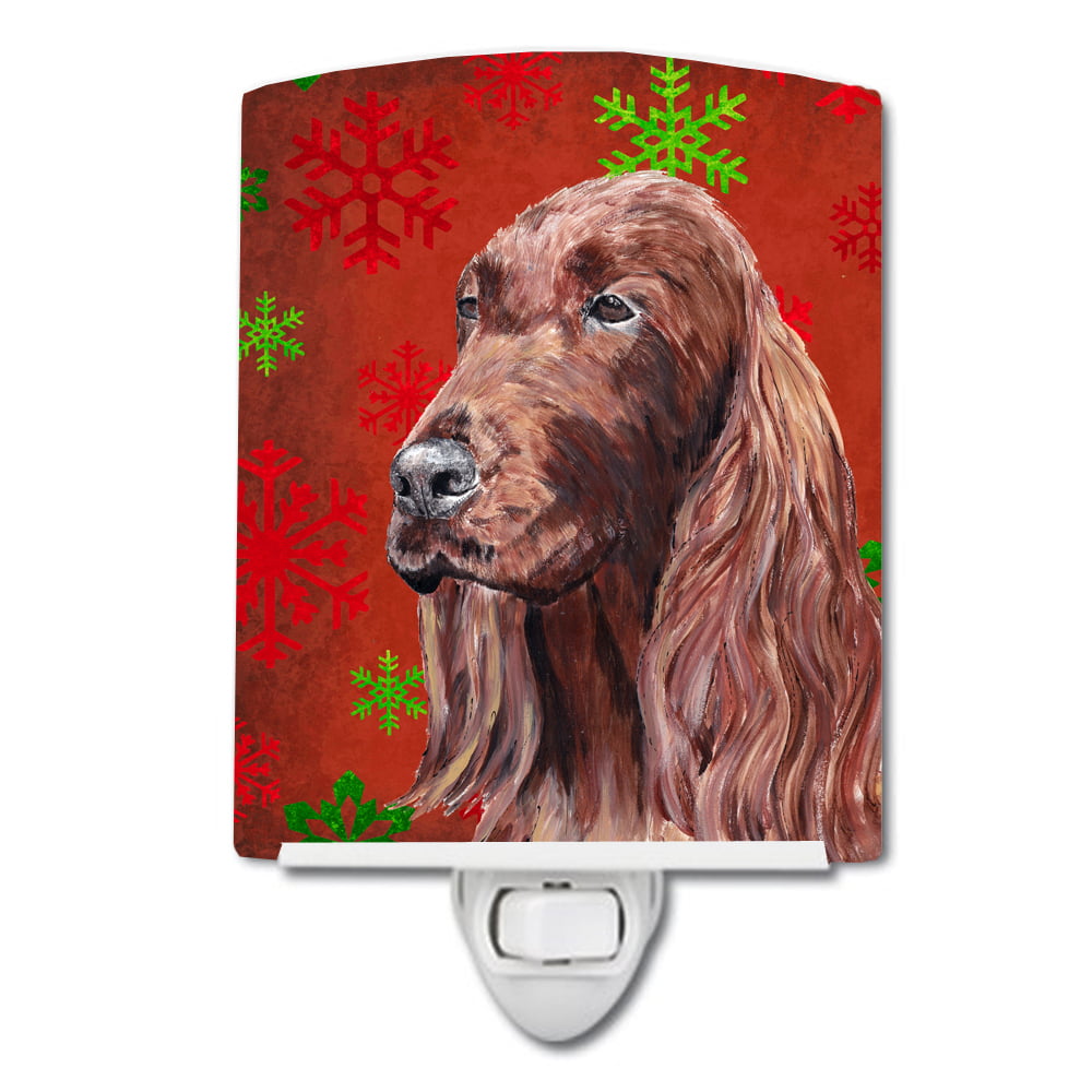 Irish Setter Red Snowflakes Holiday Ceramic Night Light