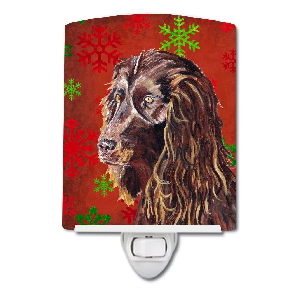 Boykin Spaniel Red Snowflakes Holiday Ceramic Night Light