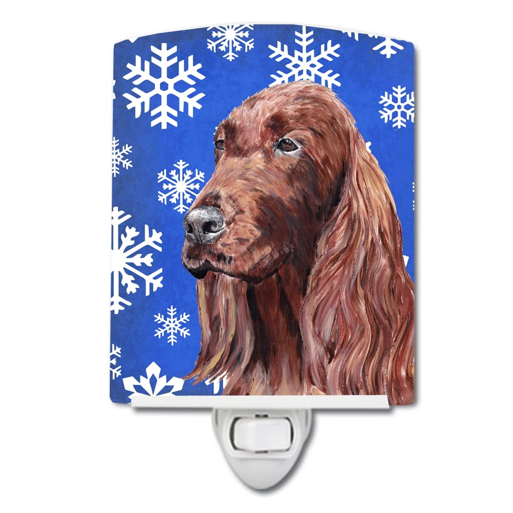 Irish Setter Winter Snowflakes Ceramic Night Light