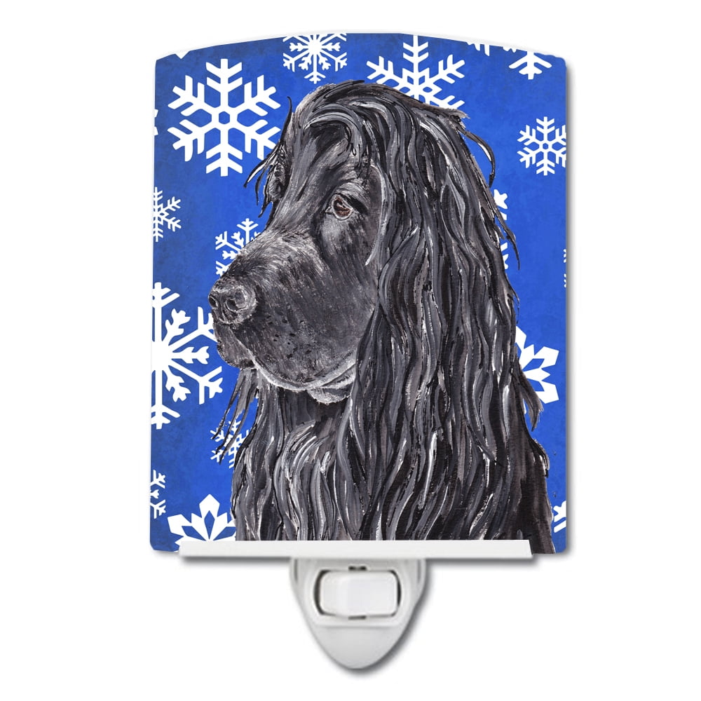 Black Cocker Spaniel Winter Snowflakes Ceramic Night Light