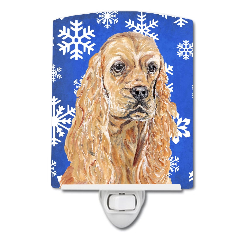 SC9598CNL Buff Cocker Spaniel Winter Snowflakes Ceramic Night Light
