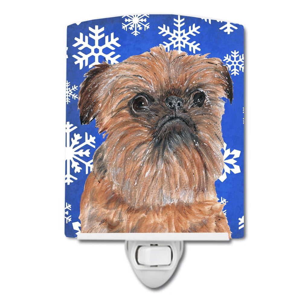 Brussels Griffon Winter Snowflakes Ceramic Night Light