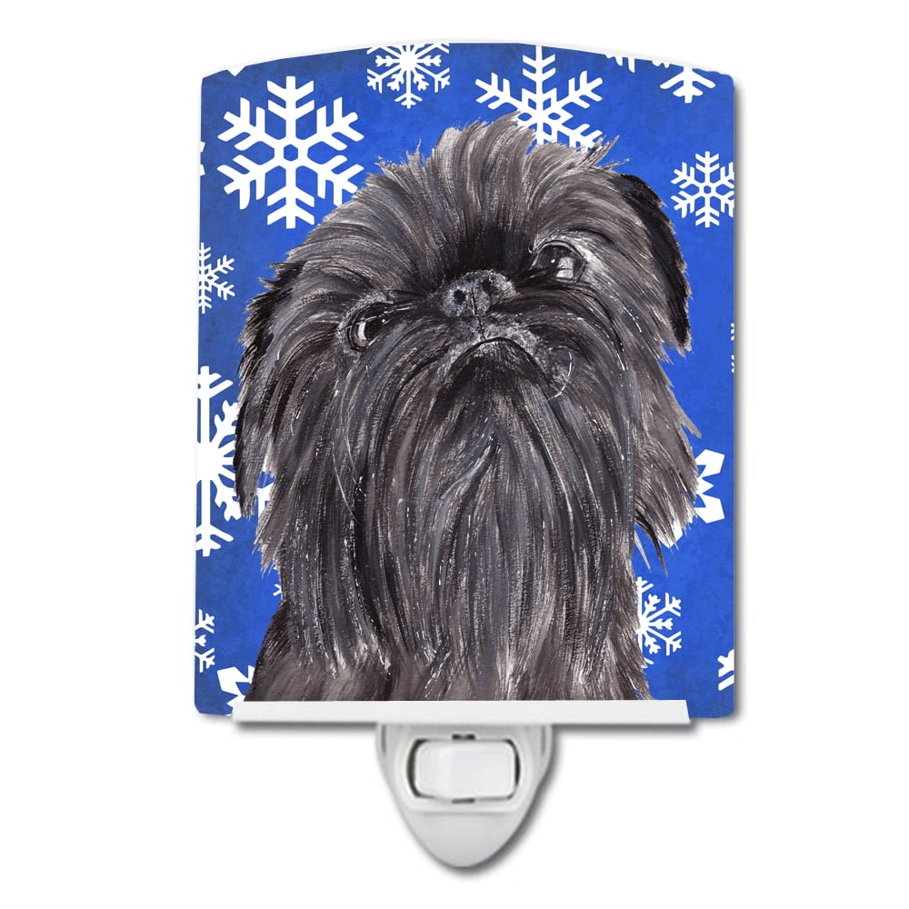 Brussels Griffon Winter Snowflakes Ceramic Night Light