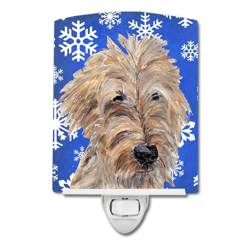 Golden Doodle Winter Snowflakes Ceramic Night Light