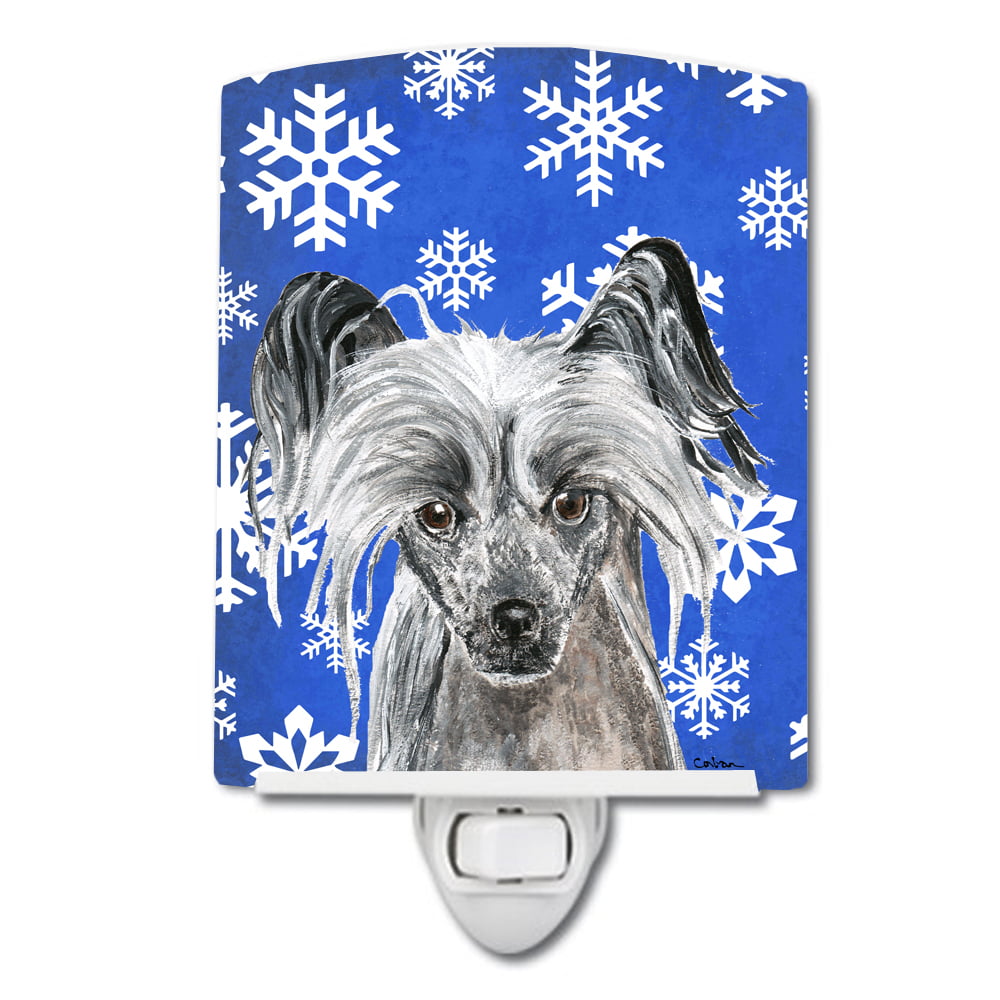 Chinese Crested Winter Snowflakes Ceramic Night Light