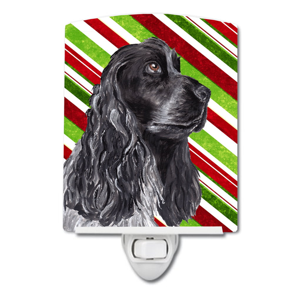 SC9610CNL Black Cocker Spaniel Candy Cane Christmas Ceramic Night Light