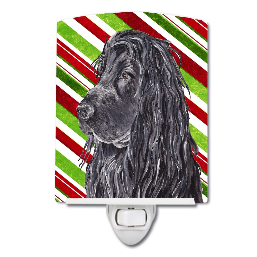 Black Cocker Spaniel Candy Cane Christmas Ceramic Night Light