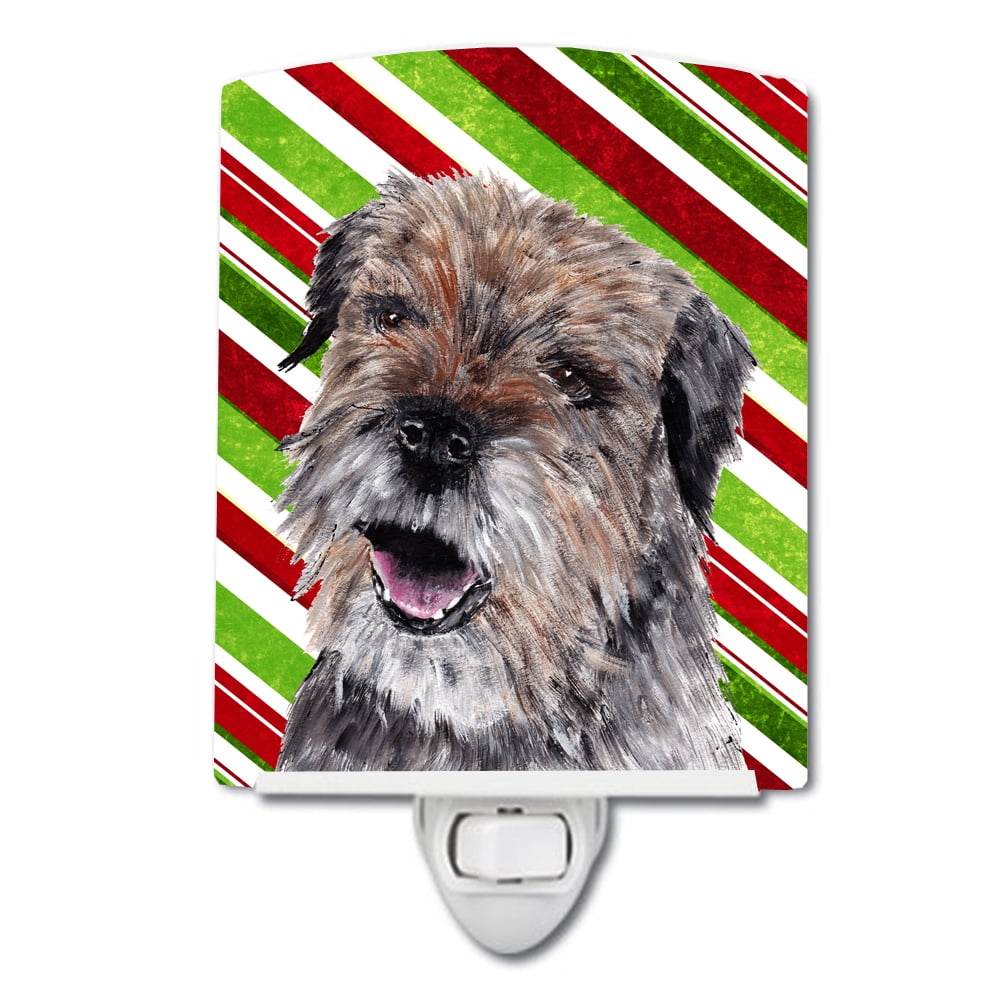 Border Terrier Candy Cane Christmas Ceramic Night Light