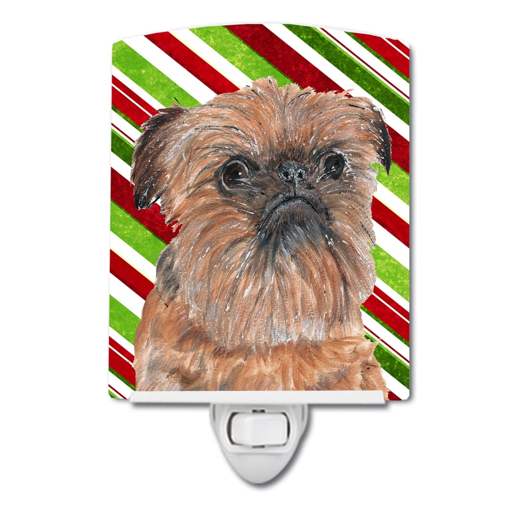 Brussels Griffon Candy Cane Christmas Ceramic Night Light