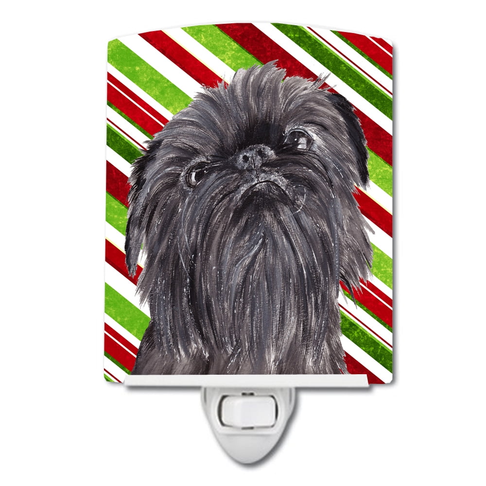 Brussels Griffon Candy Cane Christmas Ceramic Night Light