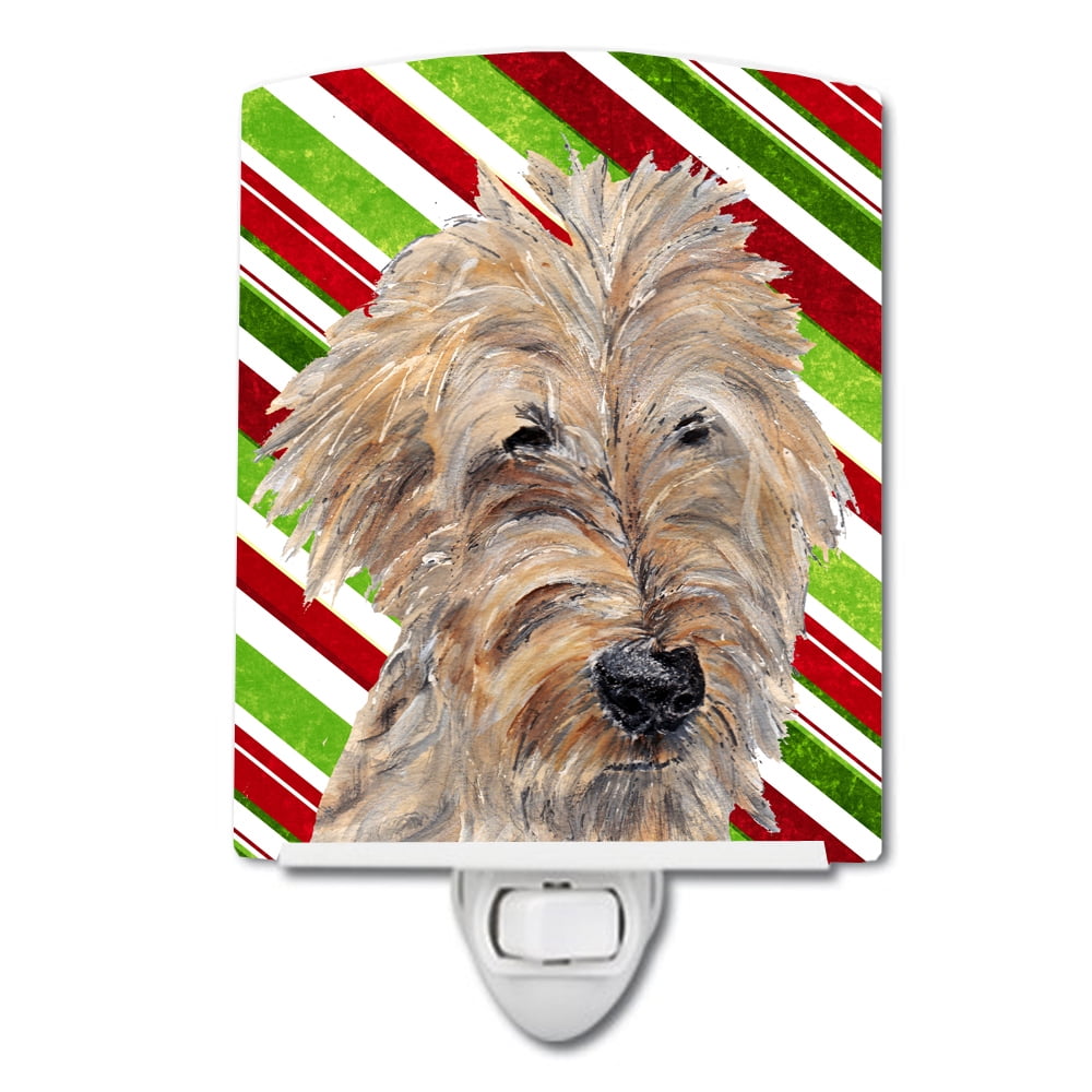 Golden Doodle Candy Cane Christmas Ceramic Night Light