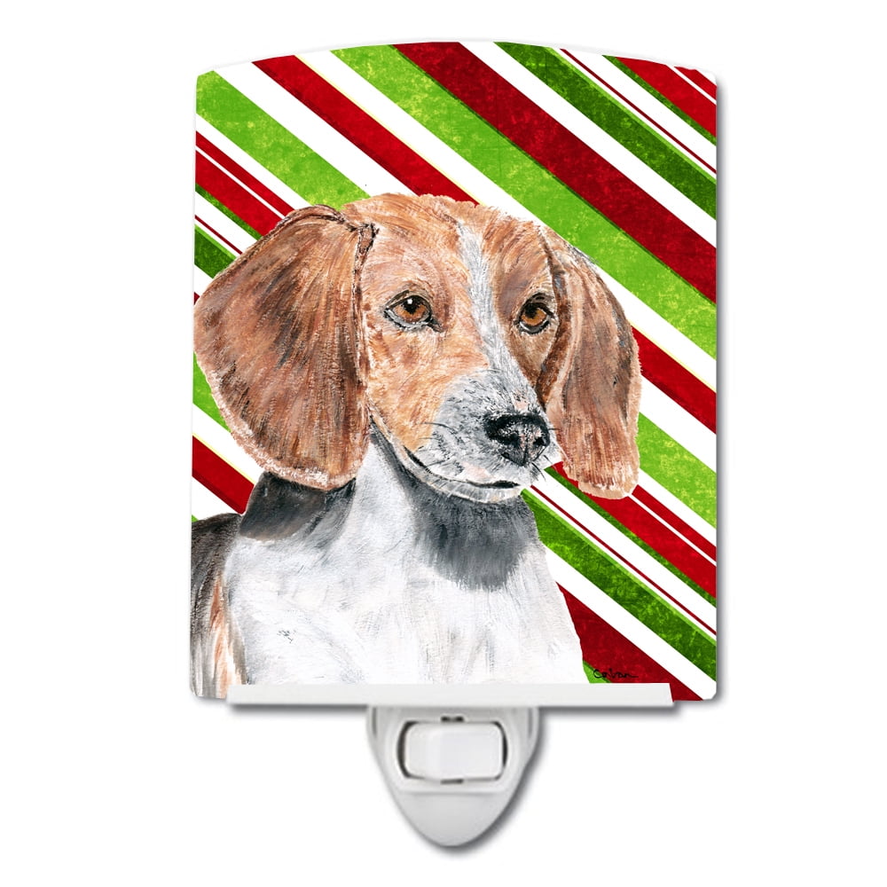 English Foxhound Candy Cane Christmas Ceramic Night Light