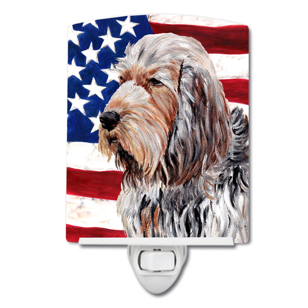 Otterhound with American Flag USA Ceramic Night Light