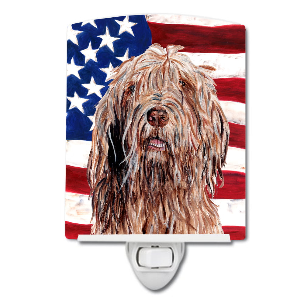 Otterhound with American Flag USA Ceramic Night Light