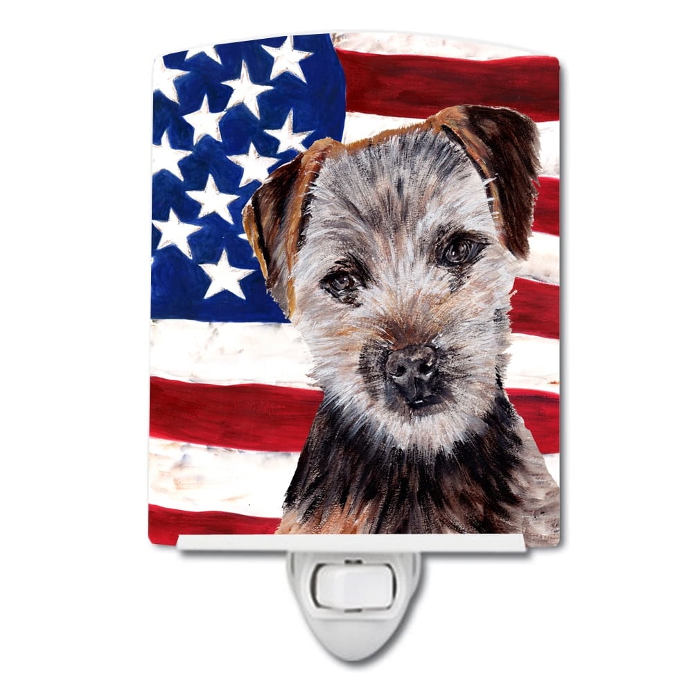 Norfolk Terrier Puppy with American Flag USA Ceramic Night Light