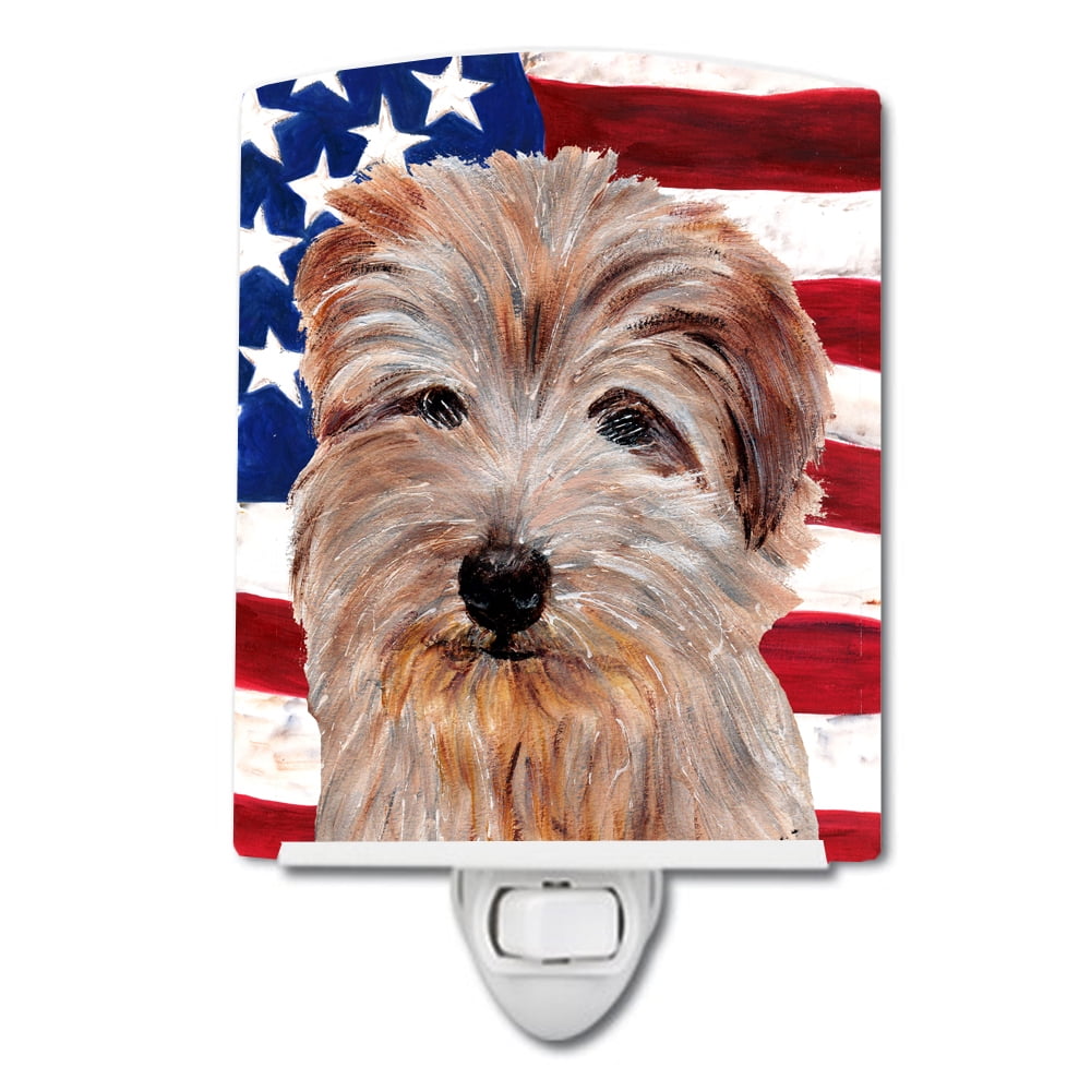 Norfolk Terrier with American Flag USA Ceramic Night Light