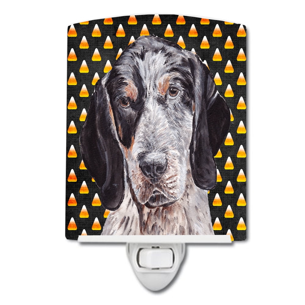 SC9649CNL Blue Tick Coonhound Candy Corn Halloween Ceramic Night Light