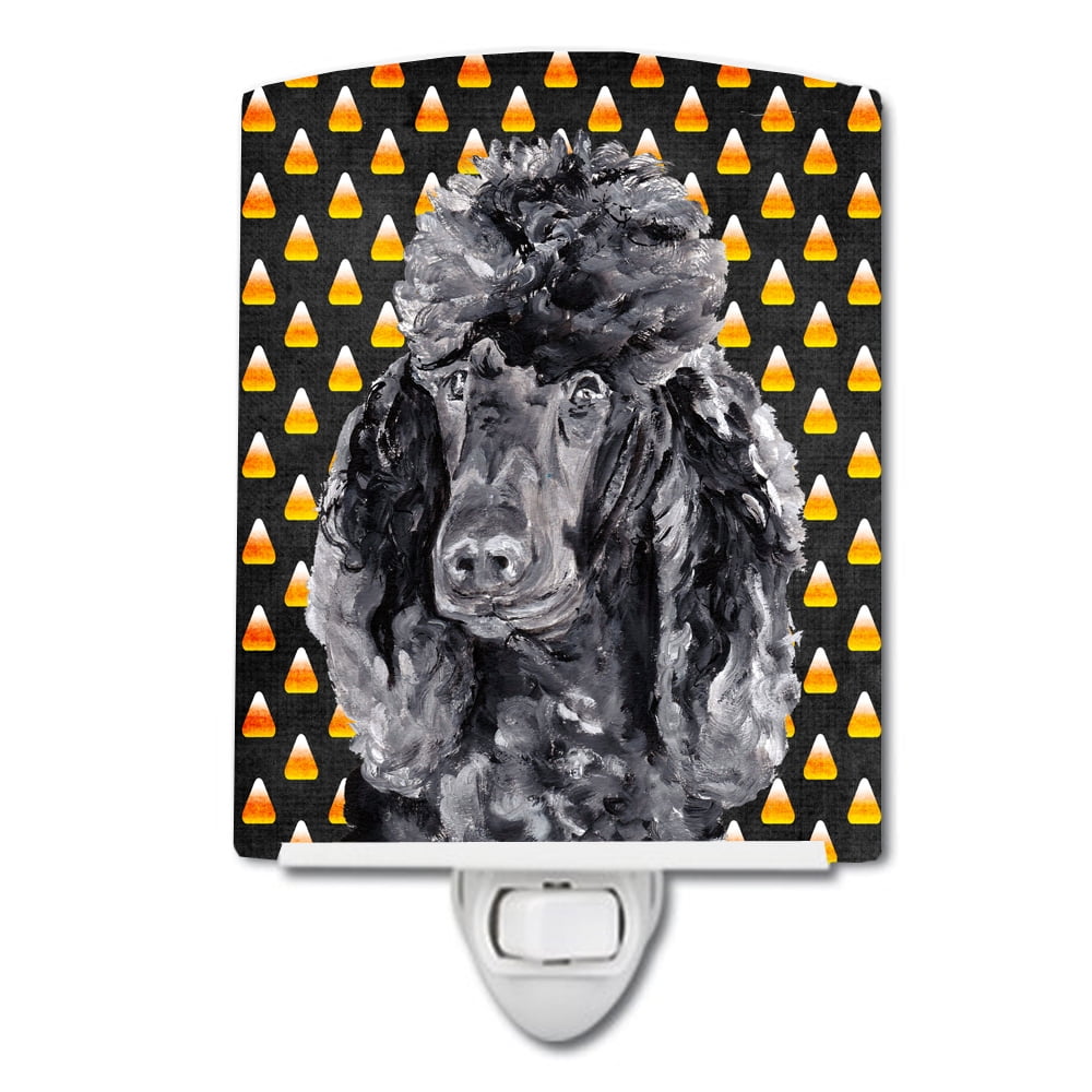 SC9650CNL Black Standard Poodle Candy Corn Halloween Ceramic Night Light