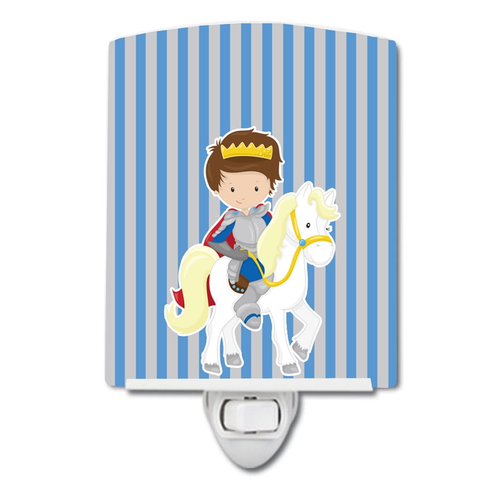 Brunette Boy Prince on Horse No.2 Ceramic Night Light