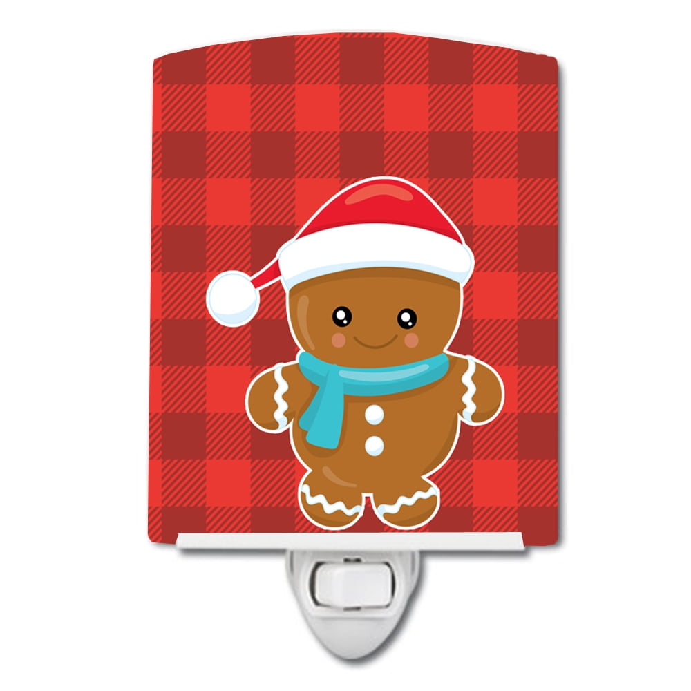Christmas Gingerbread Santa Hat Ceramic Night Light