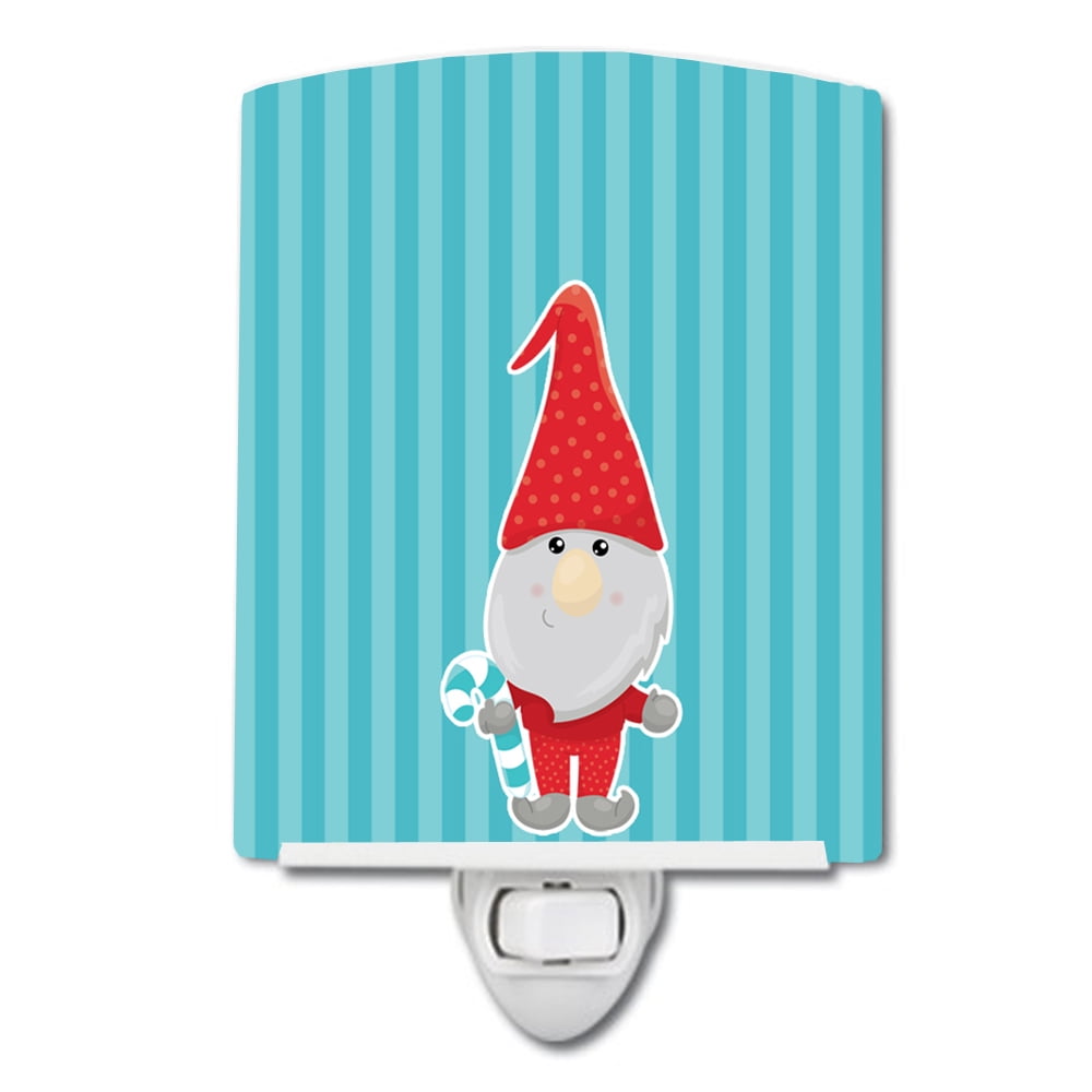 Christmas Gnome Candy Cane Ceramic Night Light