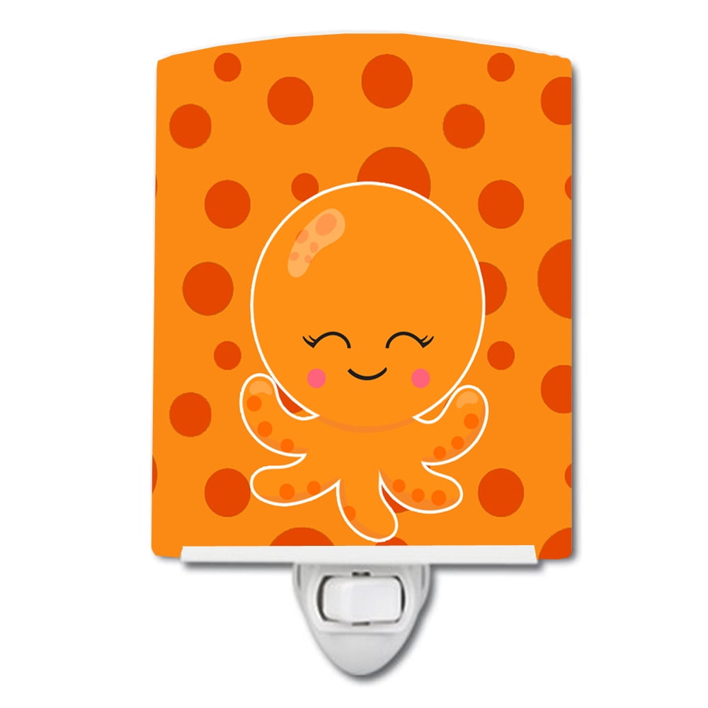 Precious Ocean Octopus Orange Ceramic Night Light