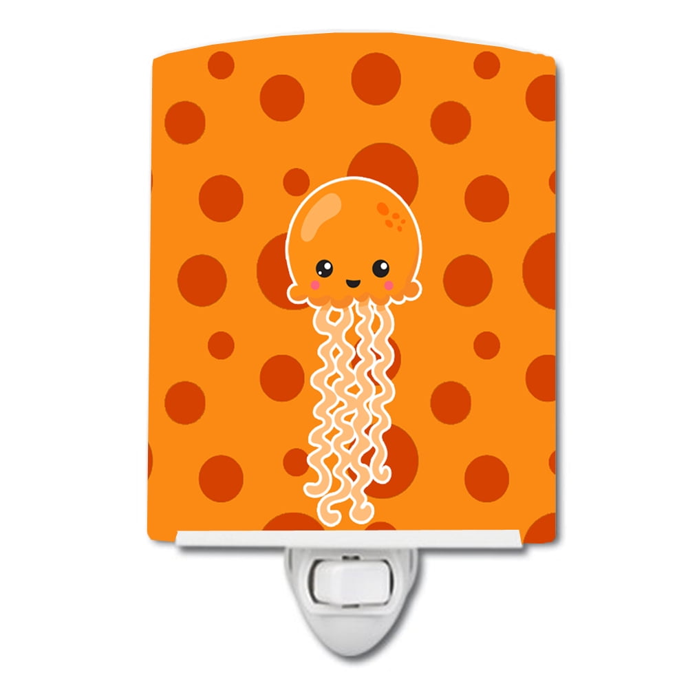 BB8797CNL Ocean Jellyfish Orange Ceramic Night Light