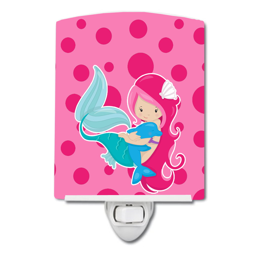 Beach Mermaid Pink Ceramic Night Light
