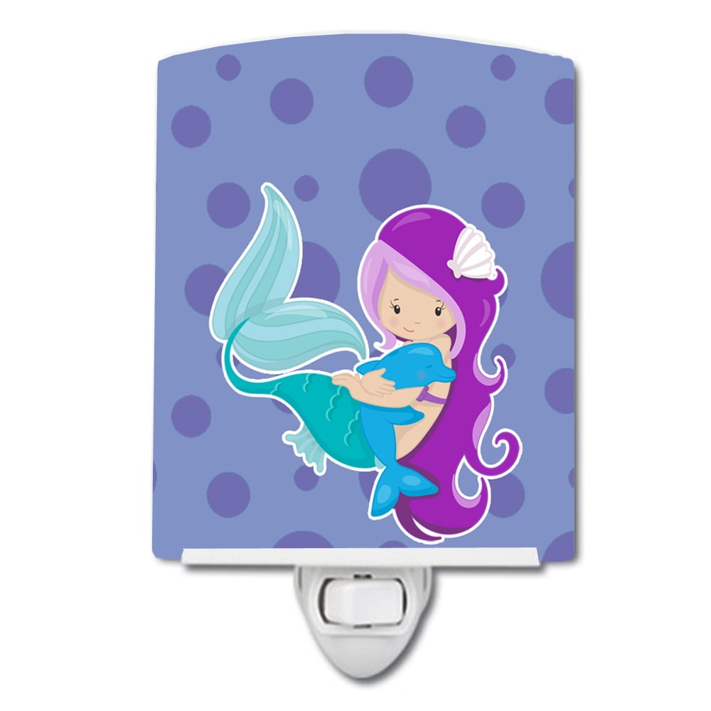Beach Mermaid Purple Ceramic Night Light