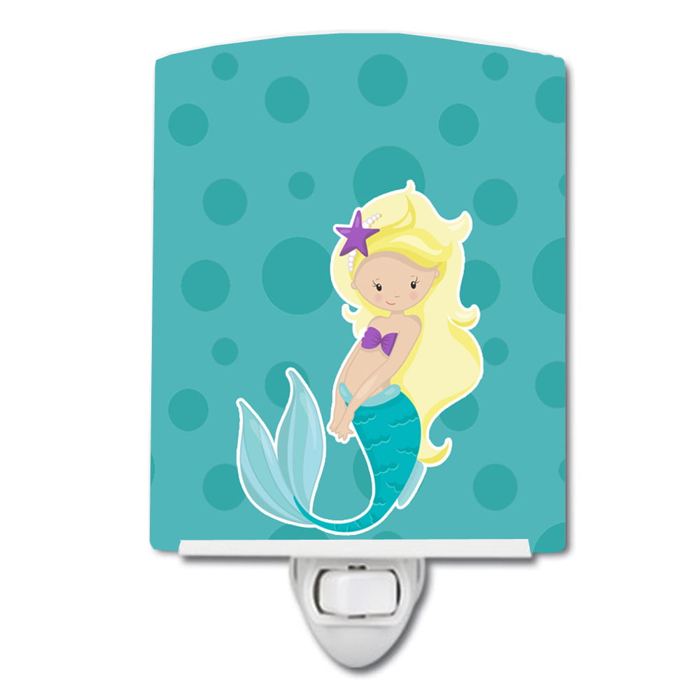Beach Mermaid Blonde Hair Ceramic Night Light