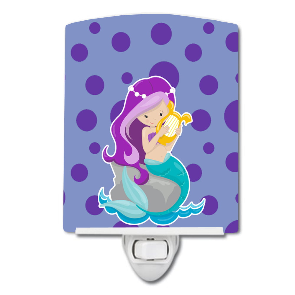 Beach Mermaid Purple Hair Grace Ceramic Night Light