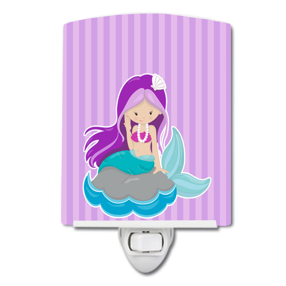 Beach Mermaid Purple Hair No.3 Ceramic Night Light